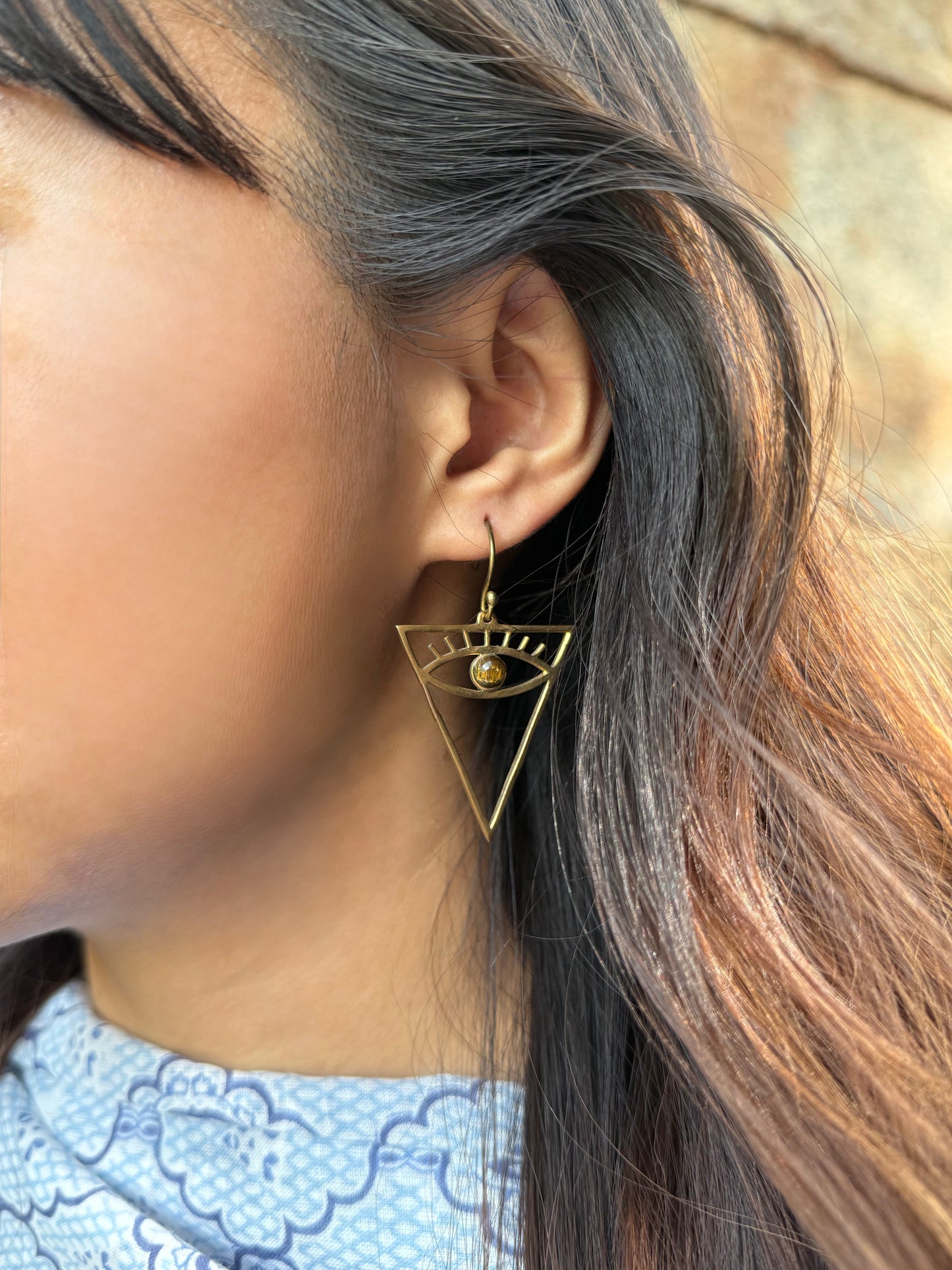 Triangle Evil Eye Earrings