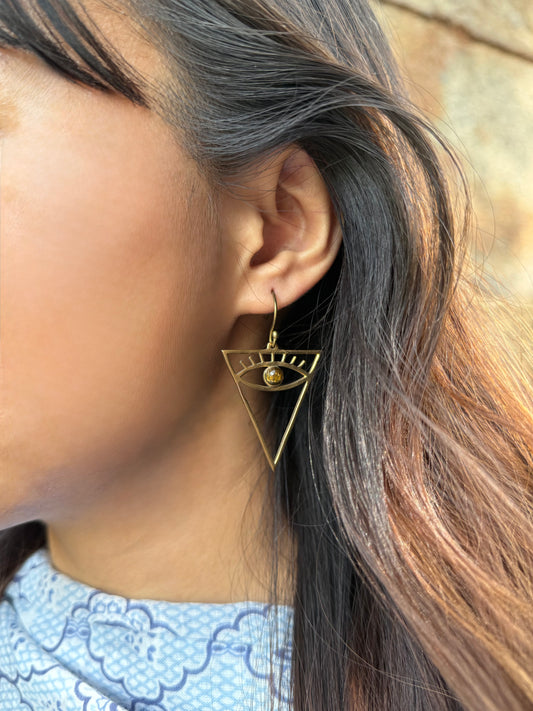Triangle Evil Eye Earrings