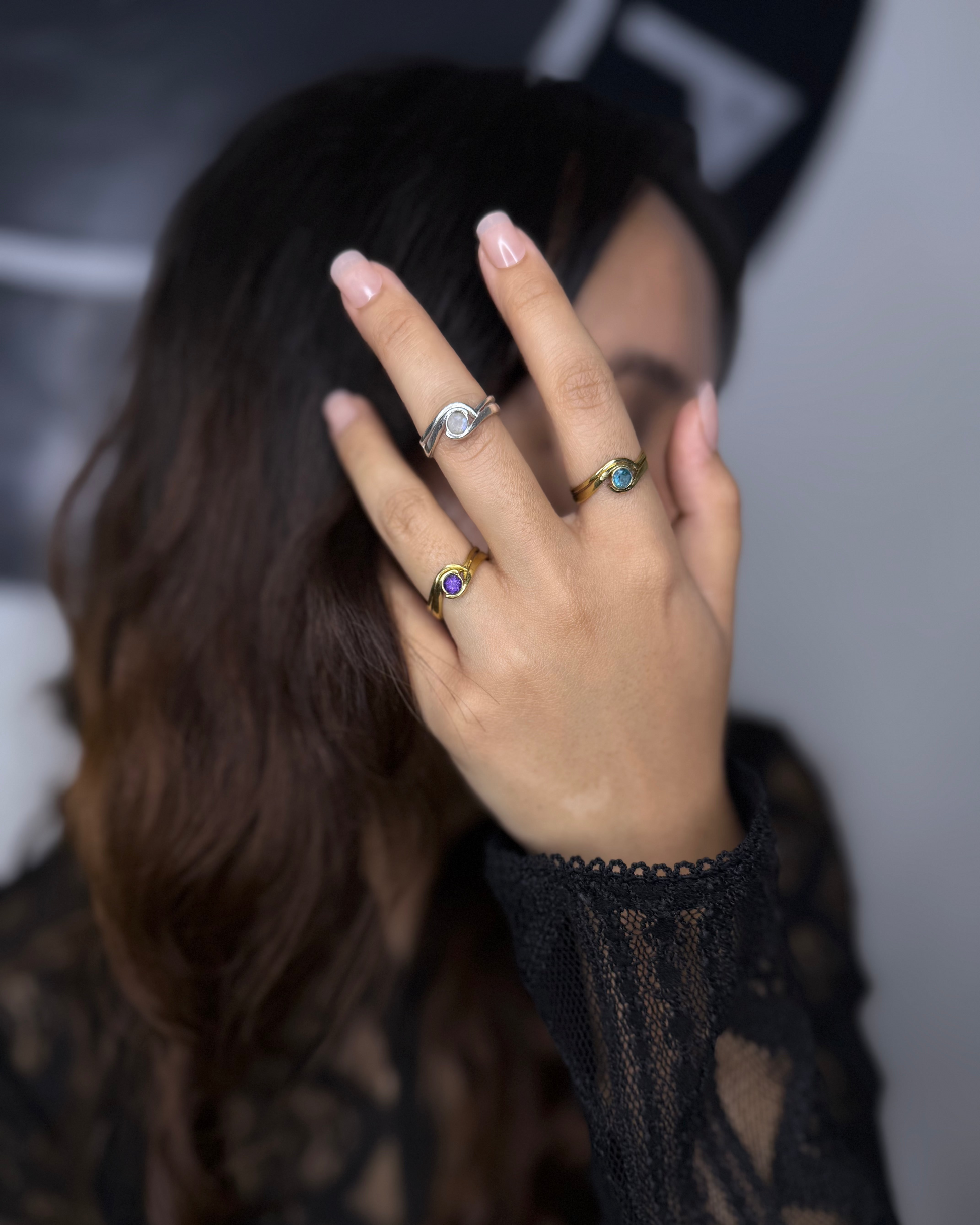 Women's Gem Stone Rings, Brass Ring, rings, unisex ring, stone ring